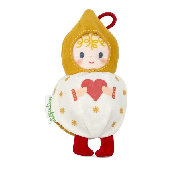 Lutin de Noel - Boule Reversible - Blanc et Ocre - 11 cm