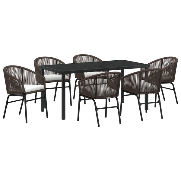 vidaXL Ensemble de salle à manger de jardin 7 pièces - Rattan poly marron
