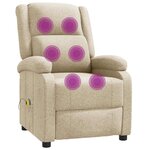 vidaXL Fauteuil de massage Crème Tissu