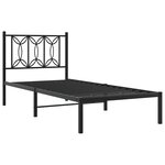 vidaXL Cadre de lit métal sans matelas avec tête de lit noir 90x190 cm