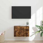 vidaXL Meuble TV mural Chêne fumé 59 5 x 31 x 40 cm Bois d'ingénierie