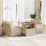 vidaXL Salon de jardin avec coussins 7 Pièces beige résine tressée