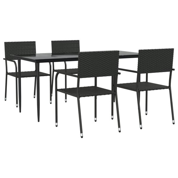 vidaXL Ensemble à manger de jardin 5 Pièces noir résine tressée et acier