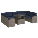 vidaXL Salon de jardin avec coussins 10 Pièces gris résine tressée acacia