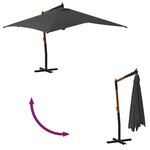 vidaXL Parasol de jardin en porte-à-faux avec mât en bois anthracite