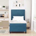 vidaXL Lit à Ressorts avec Matelas LED Bleu 100 x 200 cm Velours