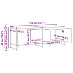 vidaXL Meuble TV Chêne noir 140 x 36 x 49.5 cm Bois d'ingénierie