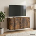 vidaXL Meuble TV mural Chêne fumé 59 5 x 31 x 30 cm Bois d'ingénierie