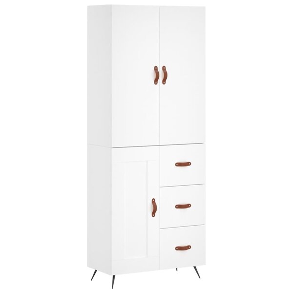 vidaXL Buffet haut Blanc 69 5x34x180 cm Bois d'ingénierie