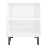 vidaXL Table de chevet avec pieds en métal blanc brillant 40x30x50 cm
