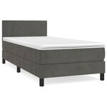 vidaXL Sommier à lattes de lit et matelas Gris foncé 90x200 cm Velours