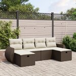 vidaXL Salon de jardin avec coussins 6 Pièces marron résine tressée