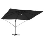 vidaXL Parasol Roma à Bras Déporté Noir et Noir 352 x 251 x 265 cm