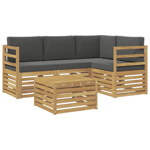 vidaXL Ensemble de canapés d'extérieur 5 Pièces Blanc et anthracite