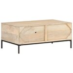 vidaXL Table basse 90x50x37 cm Bois de manguier et canne naturelle