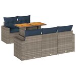 vidaXL Salon de jardin 6 Pièces avec coussins gris résine tressée