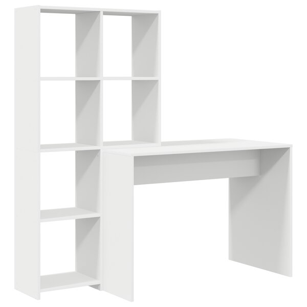 vidaXL Bureau avec étagère Blanc 138.5 x 55 x 143 cm Bois d'ingénierie
