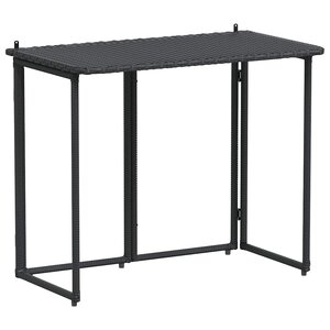 VidaXL Table de jardin pliante noir 90 x 51 x 75 cm polyrotin