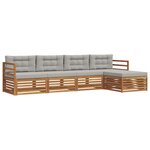 vidaXL Ensemble de canapés d'extérieur 5 Pièces Gris Naturel et Clair
