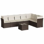 vidaXL Salon de jardin 8 Pièces avec coussins marron résine tressée