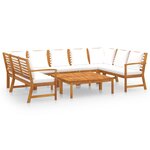vidaXL Salon de jardin 9 Pièces avec coussin Crème Bois d'acacia solide