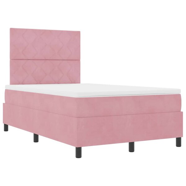 vidaXL Lit à ressort LED avec matelas Rose 120 x 190 cm tissu