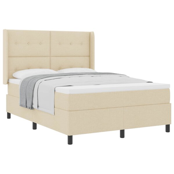 vidaXL Lit à ressorts avec matelas Crème 140 x 200 cm tissu