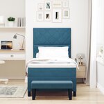 vidaXL Lit Box Spring avec Matelas & Banc Bleu Foncé 100x200 cm Velours