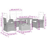 vidaXL Ensemble à manger jardin 4Pièces et coussins Gris Résine tressée