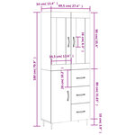 vidaXL Buffet haut Gris béton 69 5x34x180 cm Bois d'ingénierie