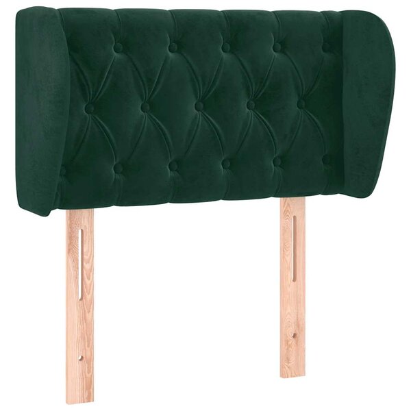 vidaXL Tête de lit avec oreilles Vert foncé 83x23x78/88 cm Velours