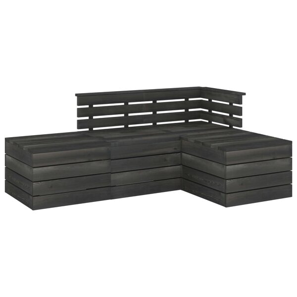 vidaXL Salon palette de jardin 4 Pièces Bois de pin massif Gris foncé