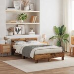 vidaXL Cadre de Lit en Bois d'Ingénierie Bois vieilli 120 x 190 cm Durable