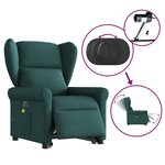 vidaXL Fauteuil inclinable de massage électrique Vert foncé Tissu