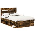 vidaXL Cadre de lit Chêne fumé 120 x 190 cm Bois de pin massif