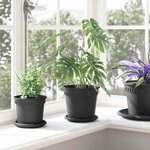 vidaXL Plateau à fleurs rond 24 Pièces Noir Ø 15 5 x 2 cm Plastique