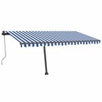 vidaXL Auvent automatique sur pied 450x350 cm Bleu/Blanc