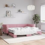 vidaXL Lit de jour avec lit gigogne rose 90x200 cm velours
