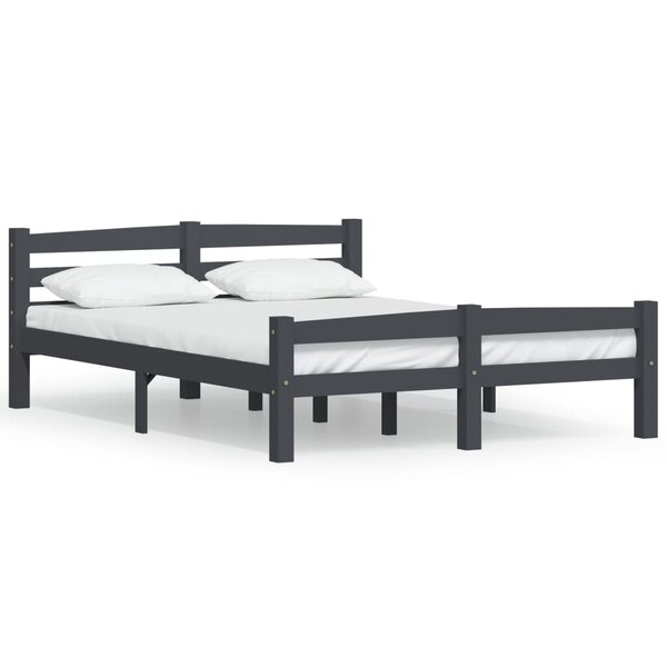 vidaXL Cadre de lit Gris foncé Bois de pin massif 140x200 cm