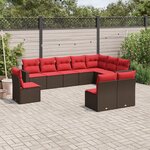 vidaXL Salon de jardin 10 Pièces avec coussins marron résine tressée