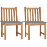 vidaXL Chaises de jardin lot de 2 avec coussins Bois de teck massif