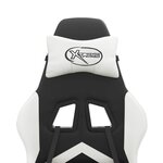 vidaXL Chaise de jeu pivotante et repose-pied Noir et blanc Similicuir