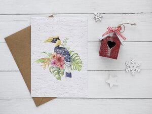 Carte à planter calao et ses fleurs