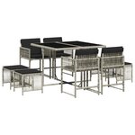 vidaXL Ensemble à manger de jardin et coussins 9 Pièces gris clair rotin