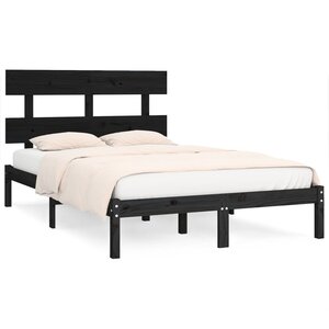 vidaXL Cadre de lit sans matelas noir 200x200 cm bois massif
