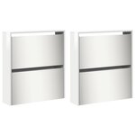 vidaXL Armoire à chaussures miroir 4 niveaux blanc brillant