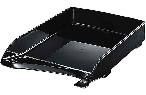 Elegant Corbeille à courrier en polystyrène 100% recyclable Noir lisse LEITZ