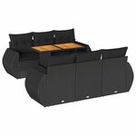 vidaXL Salon de jardin 7 Pièces avec coussins noir résine tressée