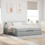 VidaXL Cadre de lit ottoman et matelas gris clair 200x200cm tissu