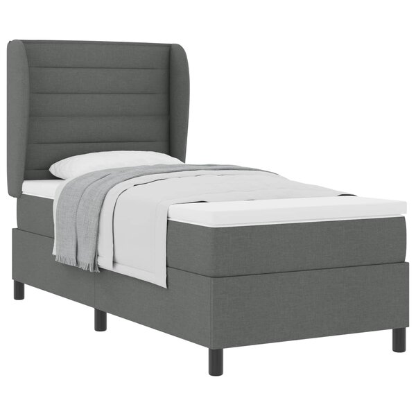 vidaXL Lit à ressorts avec matelas Gris foncé 90 x 200 cm tissu